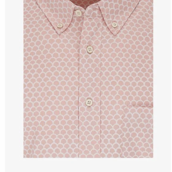 Faherty Rose and White Scalloped Print Button-Down Shirt - Picture 1 of 6